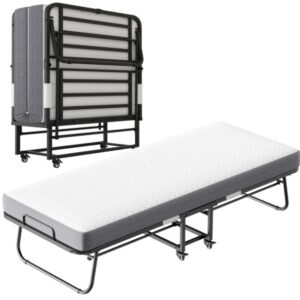 Folding Bed With Mattress Foam Mattress All Steel Pipe Frame