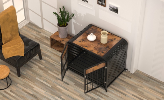 Heavy Duty Dog Crate Furniture Wooden Table 33inch Brown - Image 7
