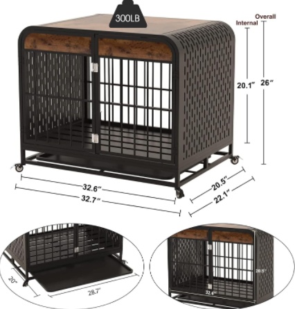 Heavy Duty Dog Crate Furniture Wooden Table 33inch Brown - Image 5